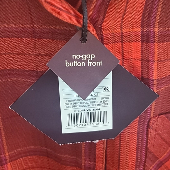 2/$30 ☆ NWT Ava & Viv Red Plaid Cotton Shirt Size X - Picture 8 of 9